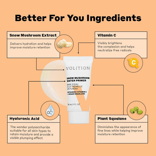 Volition Beauty Snow - Imprimación de agua de hongos con vitamina C + escualano vegano, 30ml - Quierox - Tienda Online