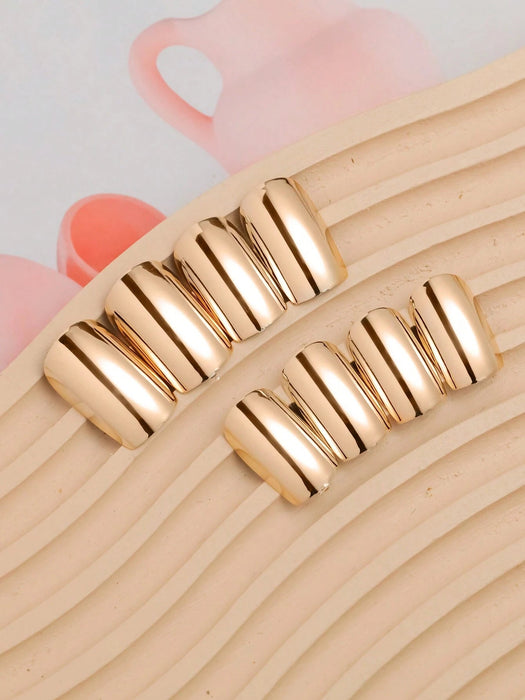 VV MEI JIA ER Mejora tu look al instante con 24 uñas postizas largas cuadradas doradas - Quierox - Tienda Online