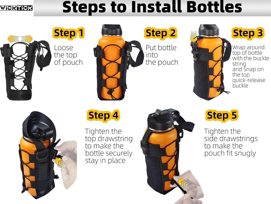 WICKTICK Bolsa portabotellas táctica multiusos Molle de 16, 24, 32, 40 y 64 oz - Quierox - Tienda Online