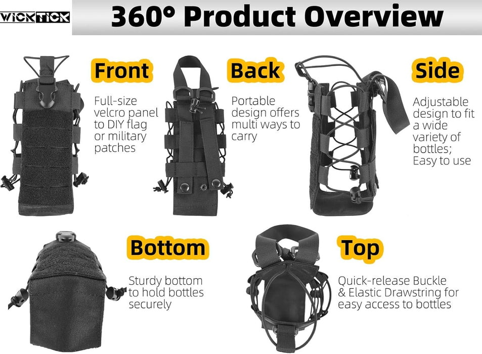 WICKTICK Bolsa portabotellas táctica multiusos Molle de 16, 24, 32, 40 y 64 oz - Quierox - Tienda Online