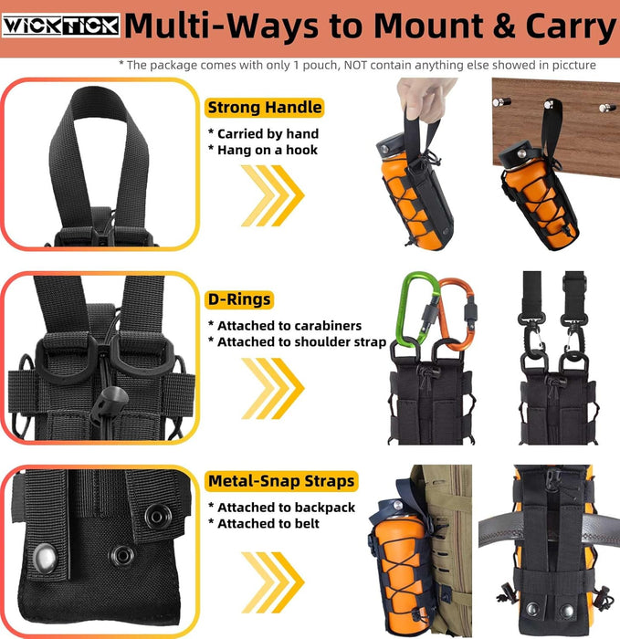 WICKTICK Bolsa portabotellas táctica multiusos Molle de 16, 24, 32, 40 y 64 oz - Quierox - Tienda Online