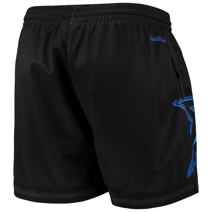 Pantalones cortos de malla Mitchell & Ness Big Face 4.0 de los Philadelphia 76ers para mujer