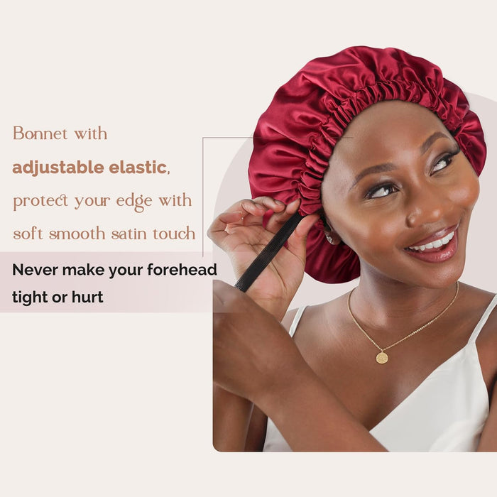YANIBEST Gorro de Satén Ajustable de Doble Capa Gorro para el Cabello para Dormir - Quierox - Tienda Online