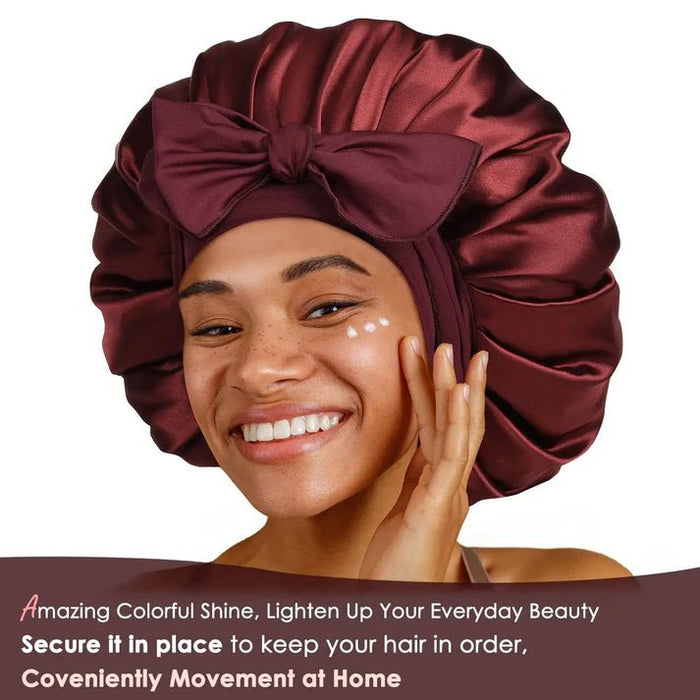 Yanibest Gorro de satén de seda con cinta para atar - Rojo burdeos - Quierox - Tienda Online