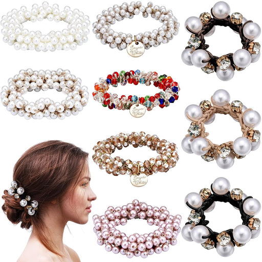 Yinder 9 piezas de accesorios para el cabello para mujer, lazos elásticos de cristal - Quierox - Tienda Online
