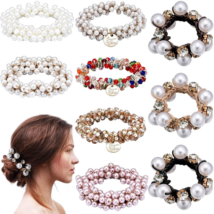 Yinder 9 piezas de accesorios para el cabello para mujer, lazos elásticos de cristal - Quierox - Tienda Online