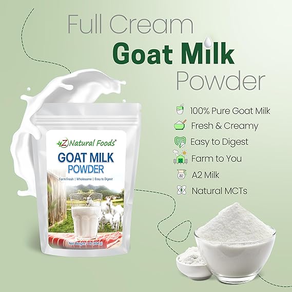 Z Natural Foods Leche de cabra en polvo - Pura leche entera de crema - Quierox - Tienda Online