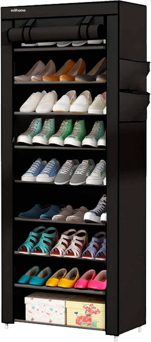 Zapatero de tela, 9 niveles, zapatero estrecho y alto, (22.8 x 11.0 x 63.8 in) - Quierox - Tienda Online