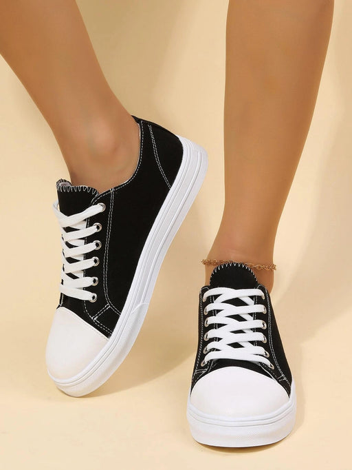 Zapatillas de deporte negras con cordones en la parte delantera para mujer - Quierox - Tienda Online