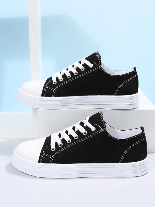 Zapatillas de deporte negras con cordones en la parte delantera para mujer - Quierox - Tienda Online
