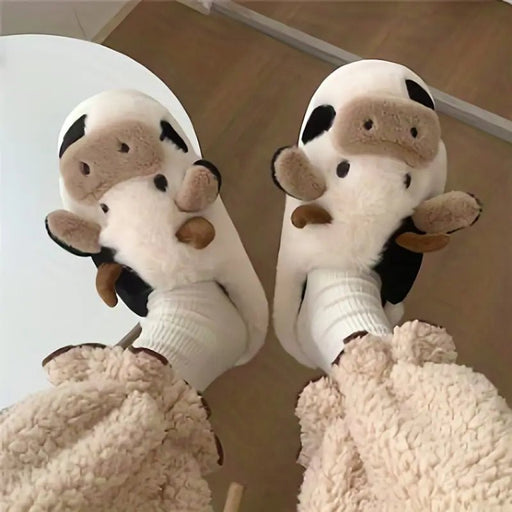 Zapatillas de Invierno de Peluche de Vaca de Dibujos Animados Adorables - Quierox - Tienda Online