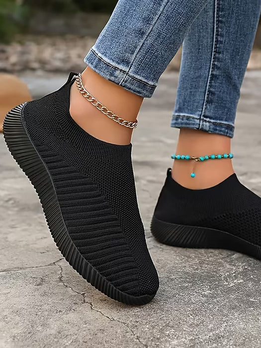 Zapatillas de punto para mujer, bajas transpirables sin cordones - Quierox - Tienda Online