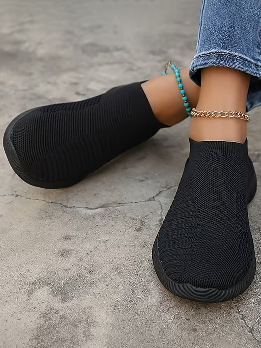 Zapatillas de punto para mujer, bajas transpirables sin cordones - Quierox - Tienda Online