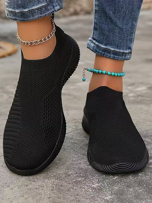 Zapatillas de punto para mujer, bajas transpirables sin cordones - Quierox - Tienda Online