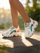 Zapatillas deportivas casuales de media caña para mujer en color blanco y azul claro - Quierox - Tienda Online