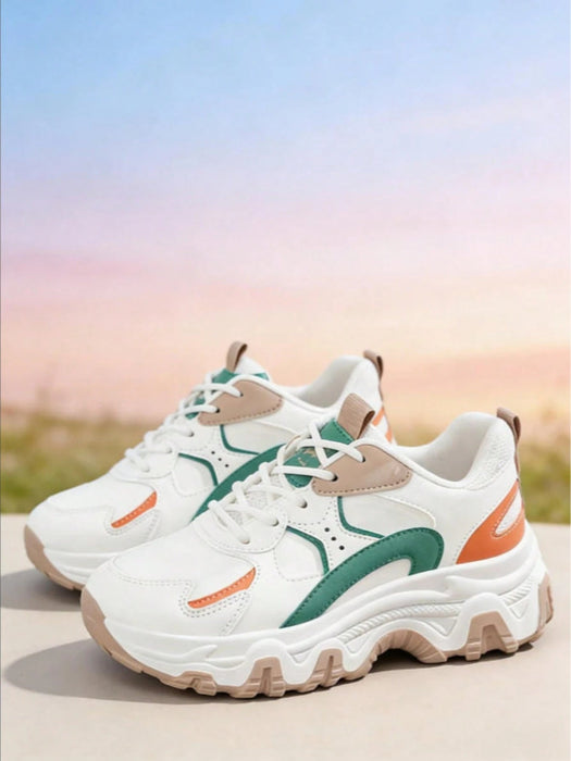 Zapatillas deportivas casuales de media caña para mujer en color blanco y azul claro - Quierox - Tienda Online