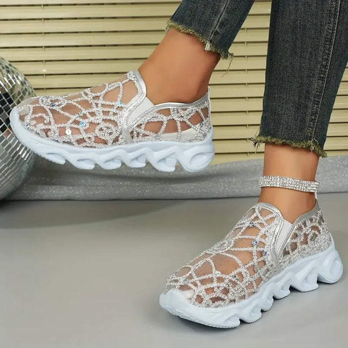 Zapatillas ligeras y transpirables para mujer con lentejuelas brillantes, sin cordones - Quierox - Tienda Online