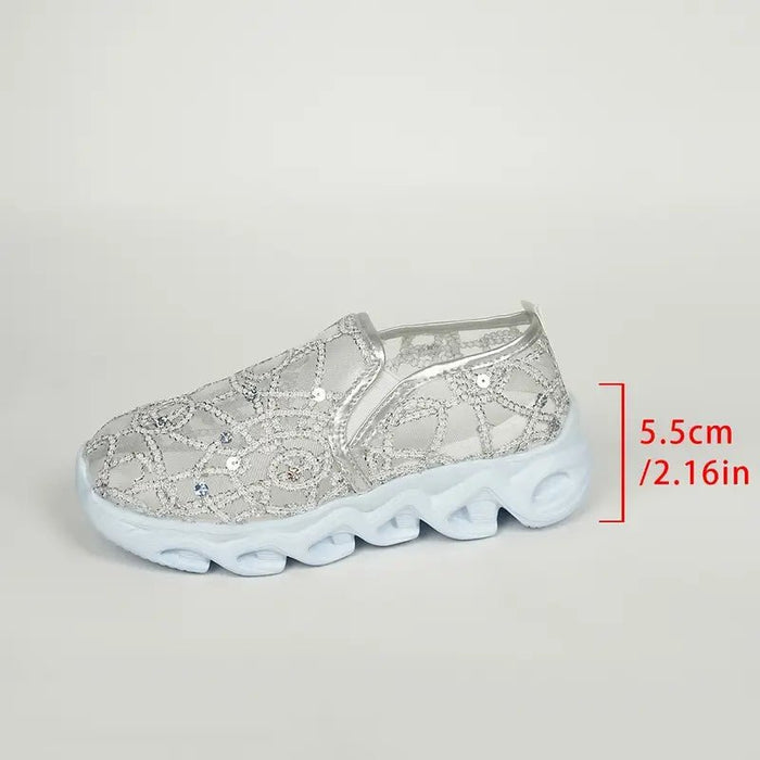 Zapatillas ligeras y transpirables para mujer con lentejuelas brillantes, sin cordones - Quierox - Tienda Online