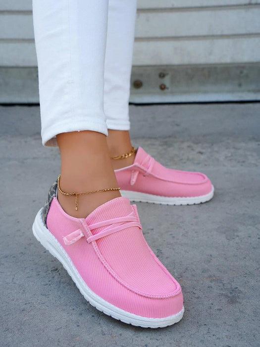Zapatos con cordones rosas para mujer, con punta redonda y estampado de leopardo - Quierox - Tienda Online
