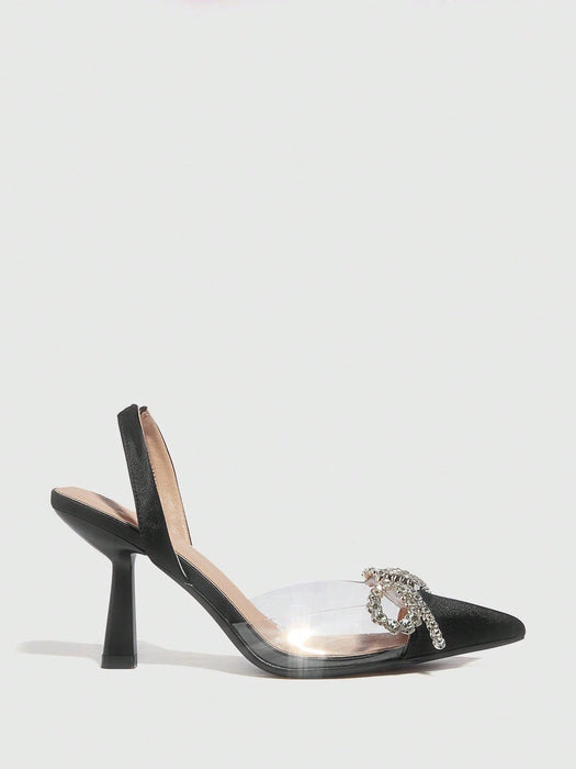 Zapatos de mujer con decoración de diamantes de imitación, forma piramidal, tacón negro - Quierox - Tienda Online