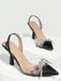 Zapatos de mujer con decoración de diamantes de imitación, forma piramidal, tacón negro - Quierox - Tienda Online