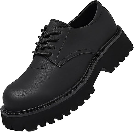Zapatos de plataforma de cuero negro para hombre, zapatos clásicos de punta ancha - Quierox - Tienda Online