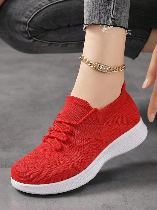 Zapatos de punto sin cordones rojos para mujer para deportes, ropa informal - Quierox - Tienda Online