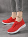 Zapatos de punto sin cordones rojos para mujer para deportes, ropa informal - Quierox - Tienda Online