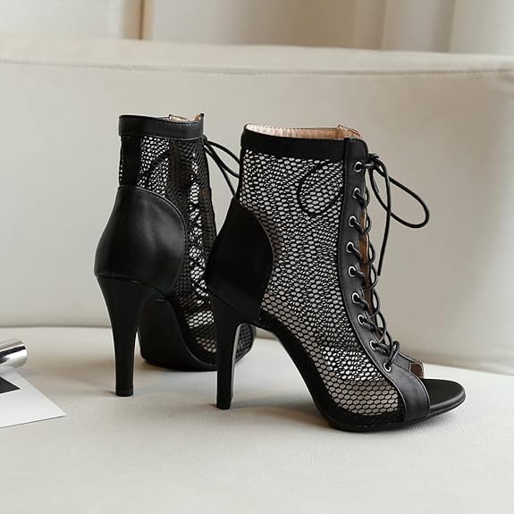 Zapatos de salón altos de cuero cosido de malla para mujer - Quierox - Tienda Online