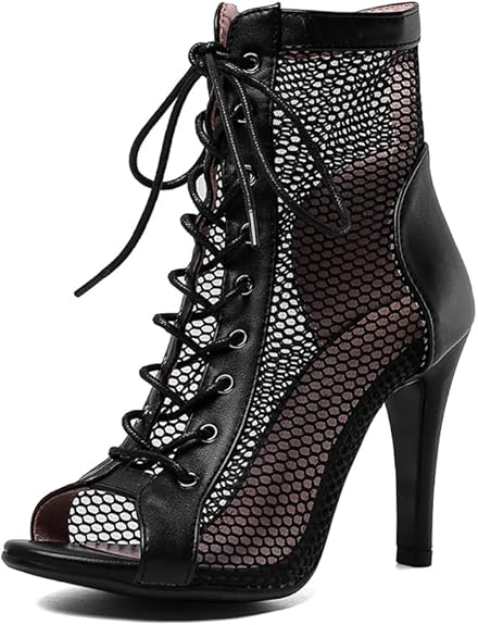 Zapatos de salón altos de cuero cosido de malla para mujer - Quierox - Tienda Online