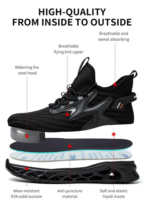 Zapatos de seguridad antipinchazos y antichoque, con puntera de acero para hombre - Quierox - Tienda Online