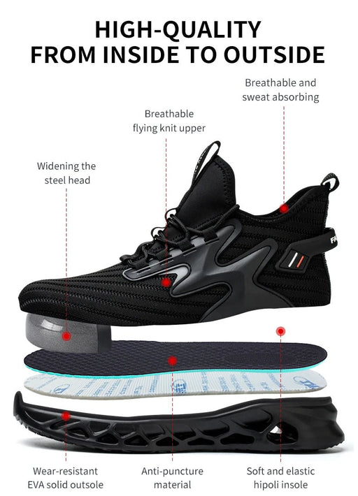 Zapatos de seguridad antipinchazos y antichoque, con puntera de acero para hombre - Quierox - Tienda Online