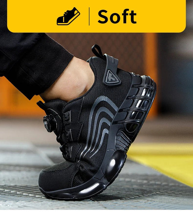 Zapatos de seguridad nuevos con botón giratorio para hombre, zapatos de trabajo antiimpacto y antiperforación - Quierox - Tienda Online