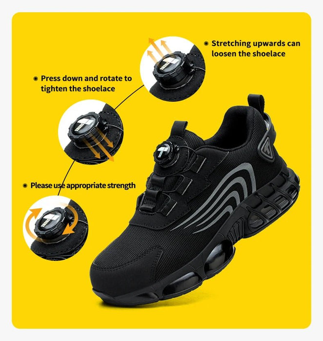 Zapatos de seguridad nuevos con botón giratorio para hombre, zapatos de trabajo antiimpacto y antiperforación - Quierox - Tienda Online
