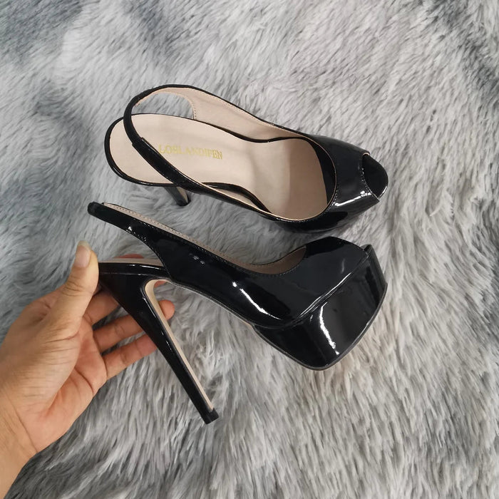 Zapatos de tacón de aguja para mujer de punta abierta con plataforma de 14 cm - Quierox - Tienda Online