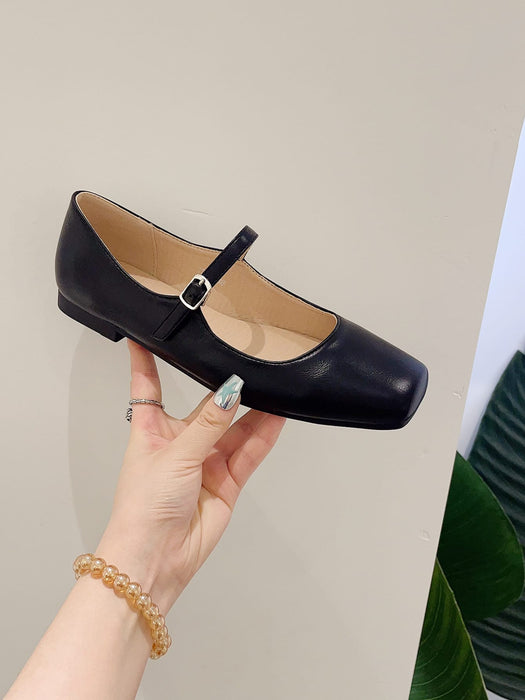 Zapatos Mary Jane para mujer, planos retro con punta cuadrada, estilo hada - Quierox - Tienda Online