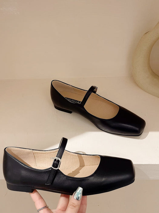 Zapatos Mary Jane para mujer, planos retro con punta cuadrada, estilo hada - Quierox - Tienda Online