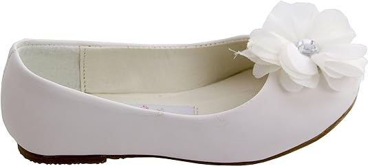 Zapatos planos de Cenicienta con flor para niños pequeños, Blanco - Quierox - Tienda Online