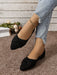 Zapatos planos negros sencillos para mujer, con diseño de empeine plisado - Quierox - Tienda Online