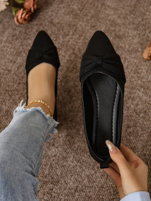 Zapatos planos negros sencillos para mujer, con diseño de empeine plisado - Quierox - Tienda Online