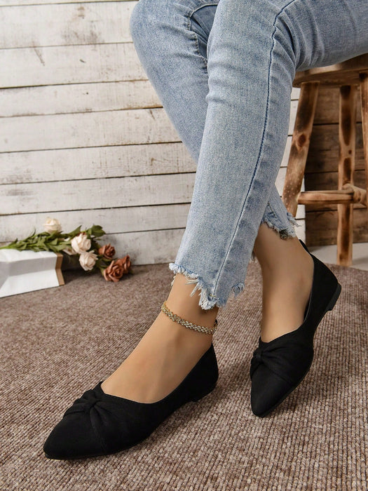 Zapatos planos negros sencillos para mujer, con diseño de empeine plisado - Quierox - Tienda Online