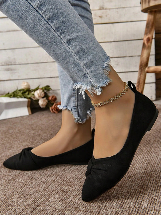 Zapatos planos negros sencillos para mujer, con diseño de empeine plisado - Quierox - Tienda Online