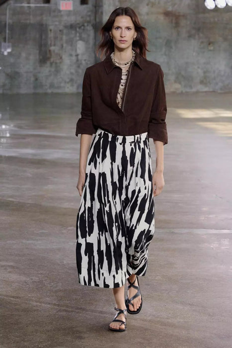 Zara Falda midi estampada en blanco y negro - Quierox - Tienda Online