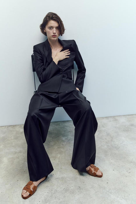 Zara Sandalias planas de piel cruzadas - Quierox - Tienda Online