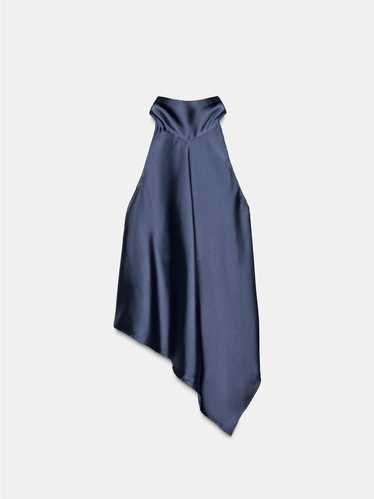 Zara Top asimétrico de satén con escote halter y espalda descubierta - Quierox - Tienda Online