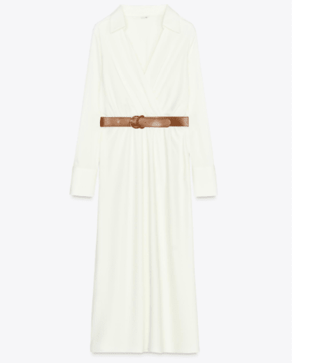 Zara vestido midi con cinturón y efecto satinado - Quierox - Tienda Online