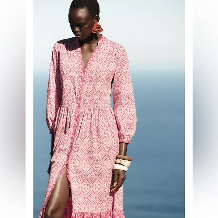 ZARA VESTIDO MIDI ESTAMPADO - Quierox - Tienda Online