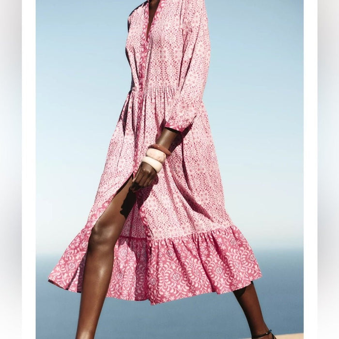 ZARA VESTIDO MIDI ESTAMPADO - Quierox - Tienda Online