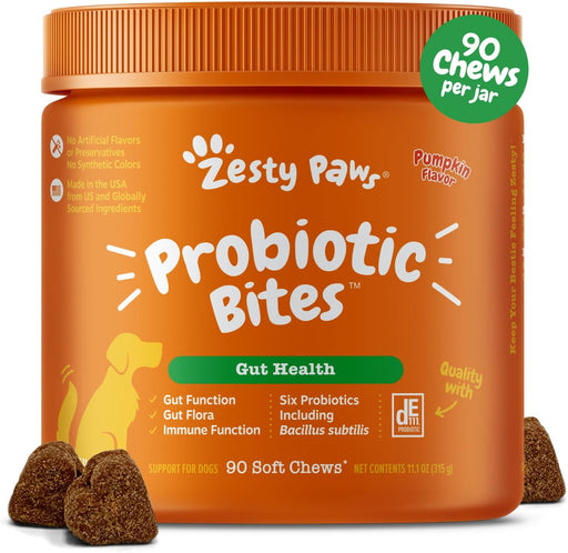 Zesty Paws Probiótico para perros para la flora intestinal, 90 soft chews - Quierox - Tienda Online