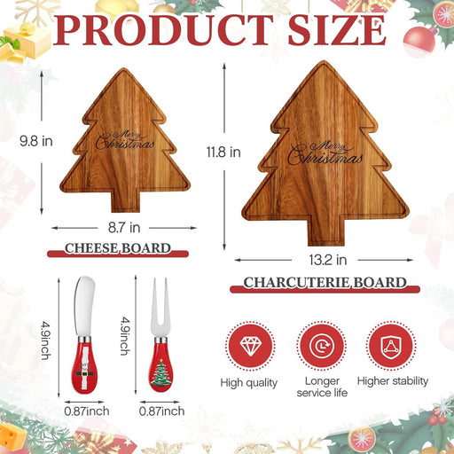 Ziliny Tabla de Charcutería de Árbol de Navidad Tabla Navideña de Cortar Queso Plato de Madera - Quierox - Tienda Online
